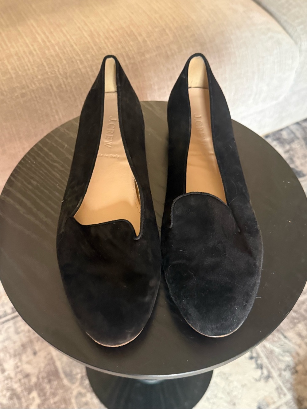 J. Crew Black Suede Loafers - Women's Slip-On Flats SZ 8.5